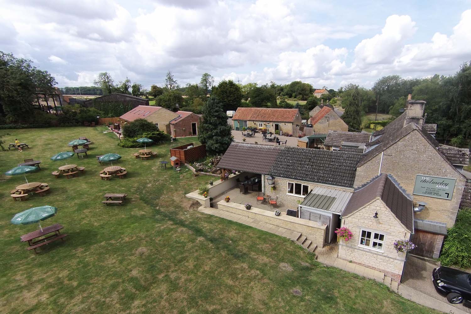 Cholmeley Arms from above